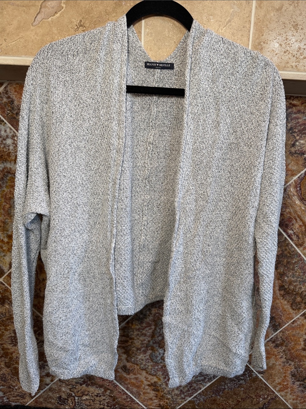 Brandy Melville Caroline Cardigan Speckled Grey Open Front Knit One Size